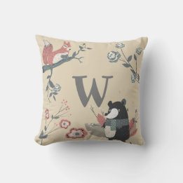 ADD LETTER -  Nordic Woodland Animals Folkart Kids Cushion