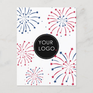 Add Logo 4th of July Business Company Fireworks Postcard