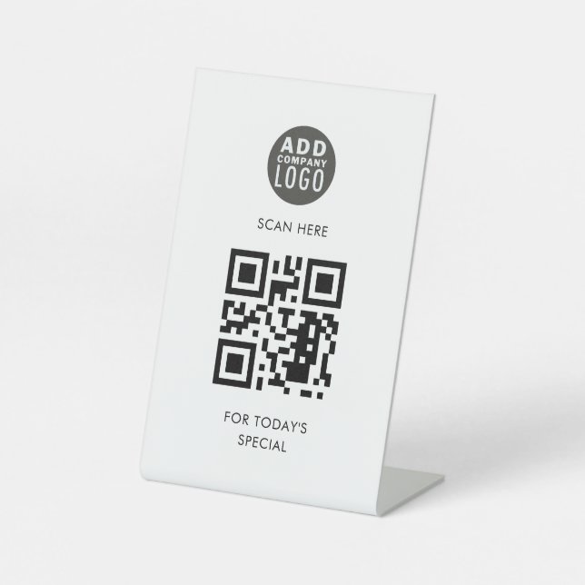 Add Logo and QR Code Menu Special Business Pedestal Sign (Front)