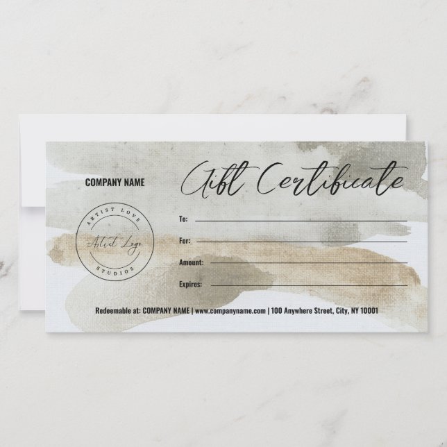 Add Logo & Art Gift Certificate Template Customise (Front)