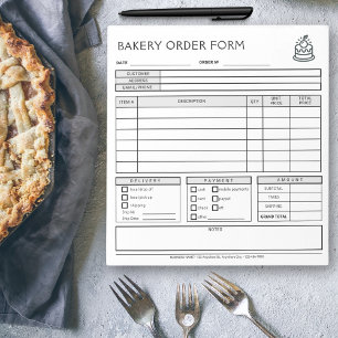 Add Logo Bakery Business Order Form Notepad