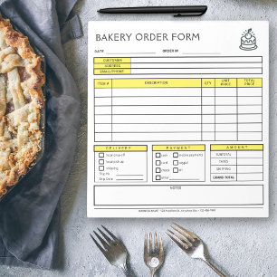 Add Logo Bakery Business Yellow Order Form Notepad