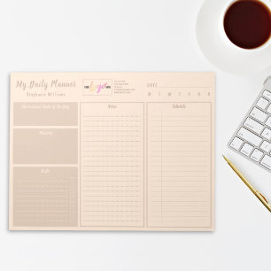 Add Logo Beige Personalised Undated Daily Planner Notepad