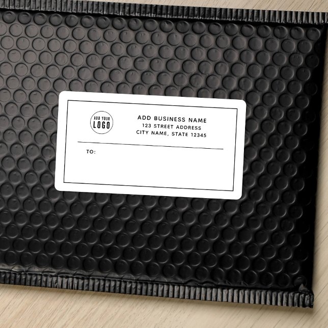 Add Logo Black Border Business Return Address (Creator Uploaded)