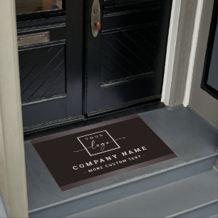 Add logo black dark gray borders business company  doormat