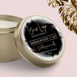 Add Logo Black & Gold Modern Product Packaging Classic Round Sticker