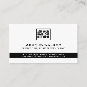 Add Logo Black & White Business Card