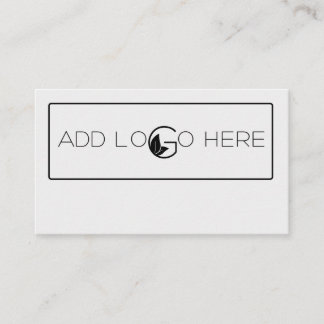 Add Logo Black White Simple Bold Business Card