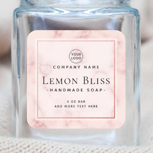 Add logo blush pink marble border product label