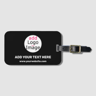 Add Logo Business Chic Customisable Black Minimal Luggage Tag