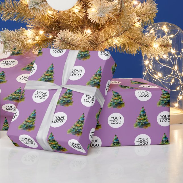 Add Logo Christmas Tree Pattern Company  Wrapping Paper (Holidays)