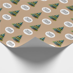Add Logo Christmas Tree Pattern Company Wrapping Paper