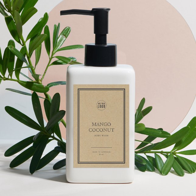 Add Logo Classic Grey Border Kraft Product Label (Creator Uploaded)