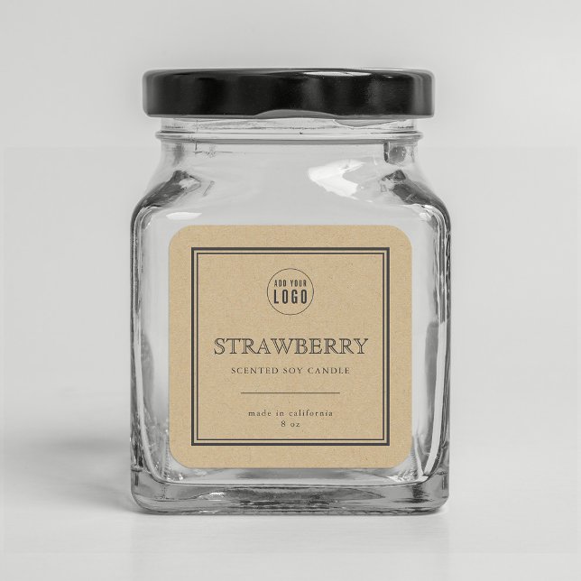 Add Logo Classic Grey Border Kraft Product Label (Creator Uploaded)