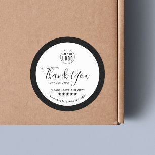 Add Logo Custom Border Colour Thank You Review Classic Round Sticker