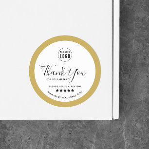 Add Logo Custom Border Colour Thank You Review Classic Round Sticker