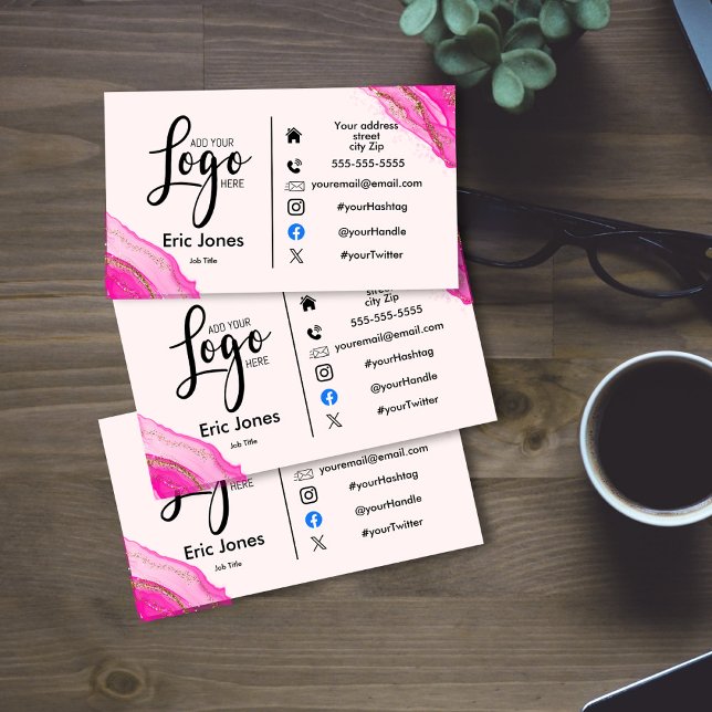 add logo Custom BUSINESS LOGO and social media Bus Business Card (Creator Uploaded)