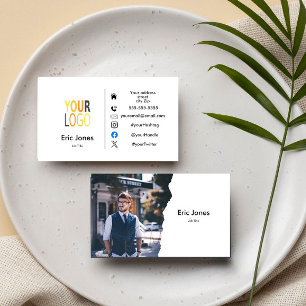 add logo Custom BUSINESS LOGO and social media Bus Business Card