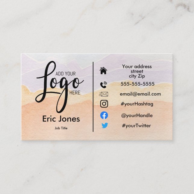 add logo Custom BUSINESS LOGO and social media Bus Card (Front)