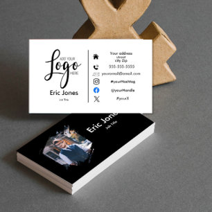 add logo Custom BUSINESS LOGO and social media Business Card