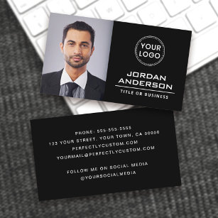 Add logo custom photo black professional business card