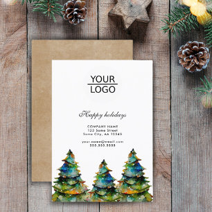Add Logo Custom Text Christmas Pine Tree Promotion Business Card