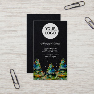 Add Logo Custom Text Christmas Pine Tree Promotion Business Card