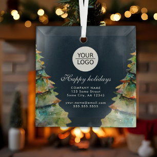 Add Logo Custom Text Christmas Tree Promotion Glass Tree Decoration