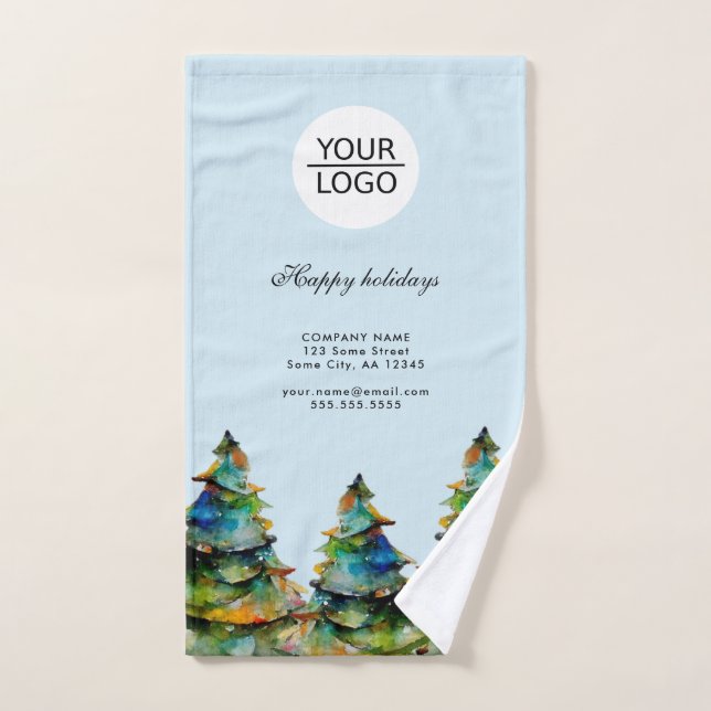 Add Logo Custom Text Christmas Tree Promotion Hand Towel (Hand Towel)