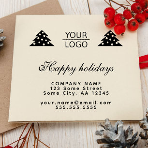 Add Logo Custom Text Christmas Tree Promotion  Rubber Stamp