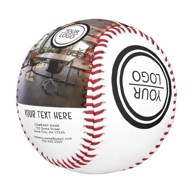 Add Logo Custom Text Company Photo Baseball (Angled)