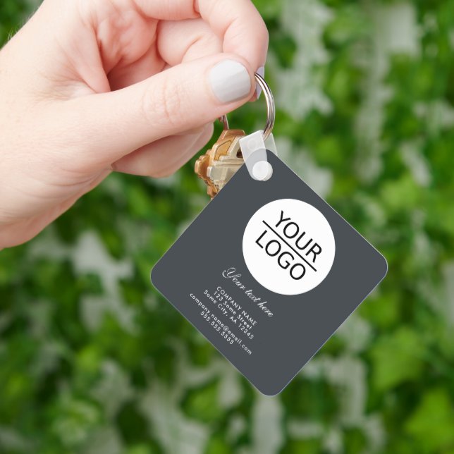 Add Logo Custom Text Promotion Anthracite Grey Key Ring (Hand)