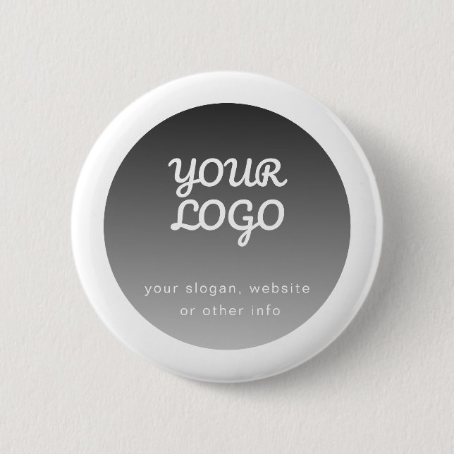 Add Logo | Dark Grey Gradient White Border 6 Cm Round Badge (Front)