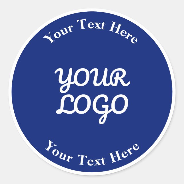Add Logo Dark Navy Blue & White with Border Classic Round Sticker (Front)