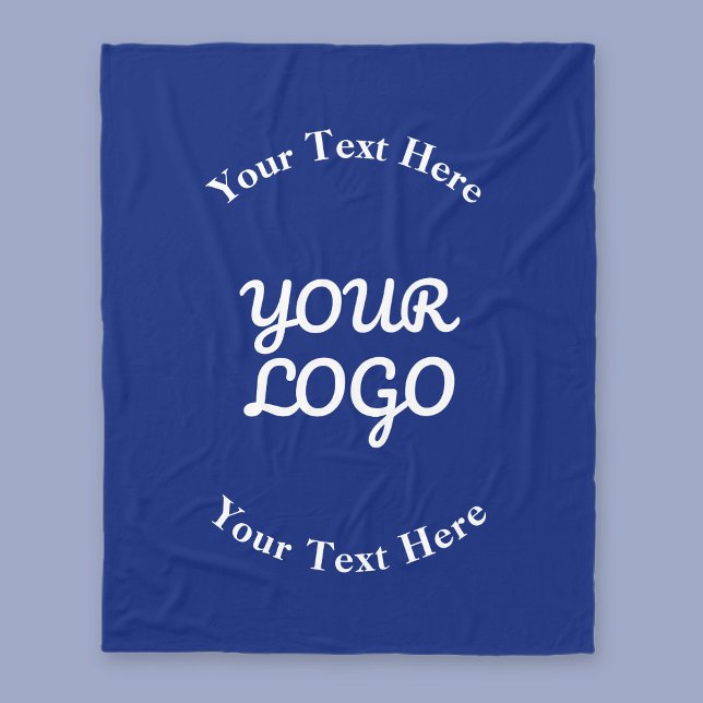 Add Logo Dark Navy Blue & White with Border Fleece Blanket (Creator Uploaded)