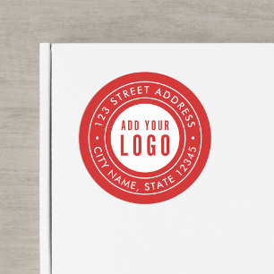 Add Logo Double Border Custom Colour Return Addres Classic Round Sticker