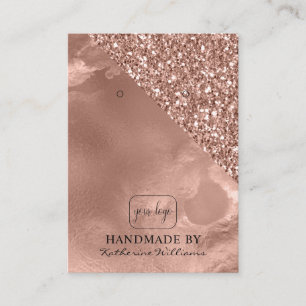 Add Logo Earring Display Rose Gold and Glitter Business Card
