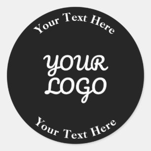 Add Logo Editable Black & White Small Border Classic Round Sticker