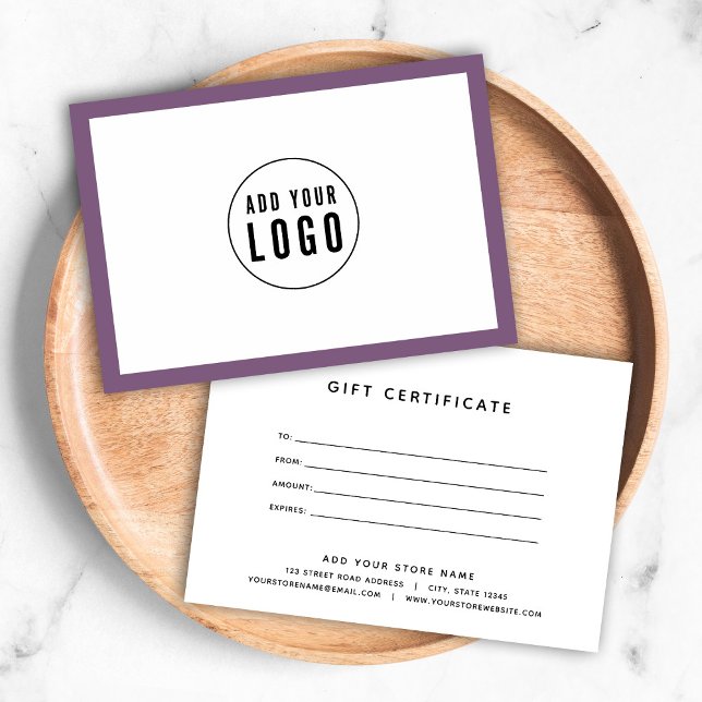 Add Logo Editable Border Color Gift Certificate (Creator Uploaded)