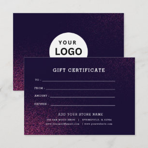 Add Logo Editable Business Gift Certificate