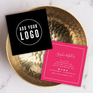 Add Logo Editable Color White Border Social Media Square Business Card