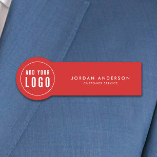Add Logo Editable Colour Simple Modern Name Tag