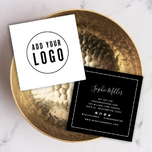 Add Logo Editable Colour White Border Social Media Square Business Card