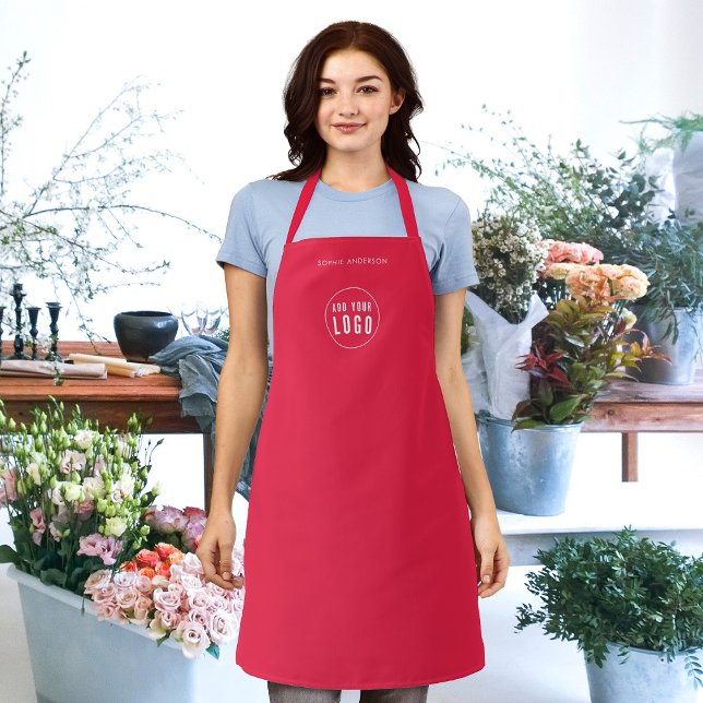 Add Logo Employee Modern Minimalist Custom Colour Apron (Creator Uploaded)
