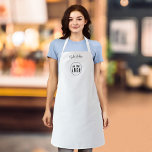Add Logo Employee Modern Script Black & White Apron<br><div class="desc">Personalised Apron that you can add your logo and your employee’s name in trendy modern script. Personalise it by replacing the placeholder image and text. For more options such as to change the font and its size/colour or the spacing between letters click the "Edit" button. *Please note that the Zazzle...</div>
