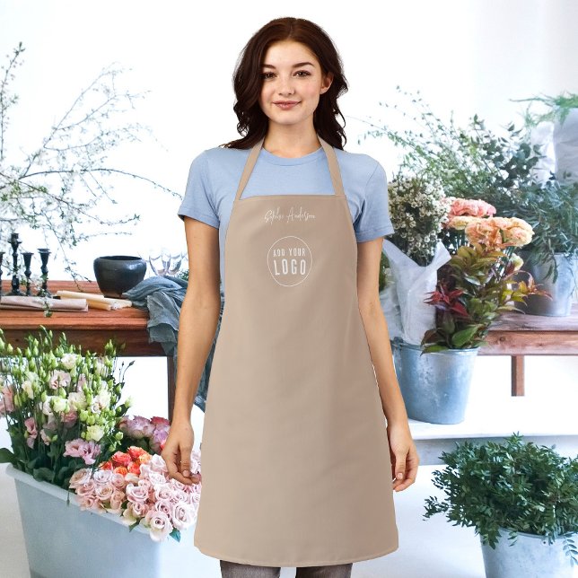 Add Logo Employee Modern Script Custom Colour Apron (Creator Uploaded)