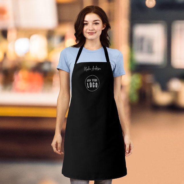 Add Logo Employee Modern Script Custom Colour Apron (Creator Uploaded)