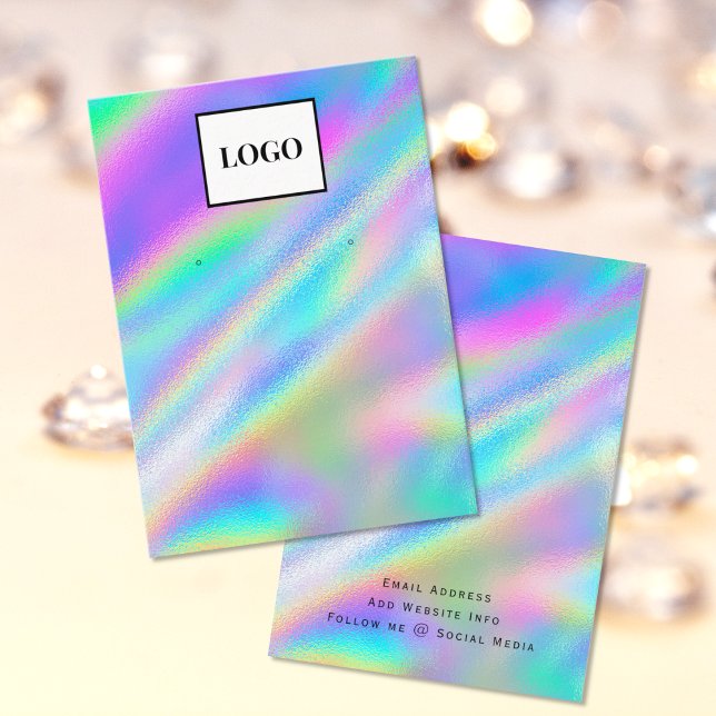 Add Logo Faux Holographic Earring Display Card (Creator Uploaded)