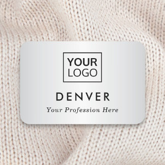 Add logo first name and title gray satin gradient tag