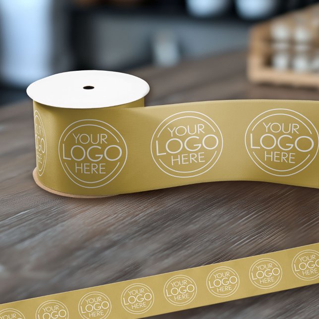 Add Logo for Business Branding Gold Satin Ribbon (Custom Ribbon - Add your logo for business branding and choose a size)